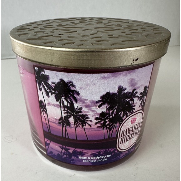 NEW! Bath & Body Works Hawaiian Hibiscus Scented 3 Wick Candle Large 14.5 OZ - Picture 5 of 8